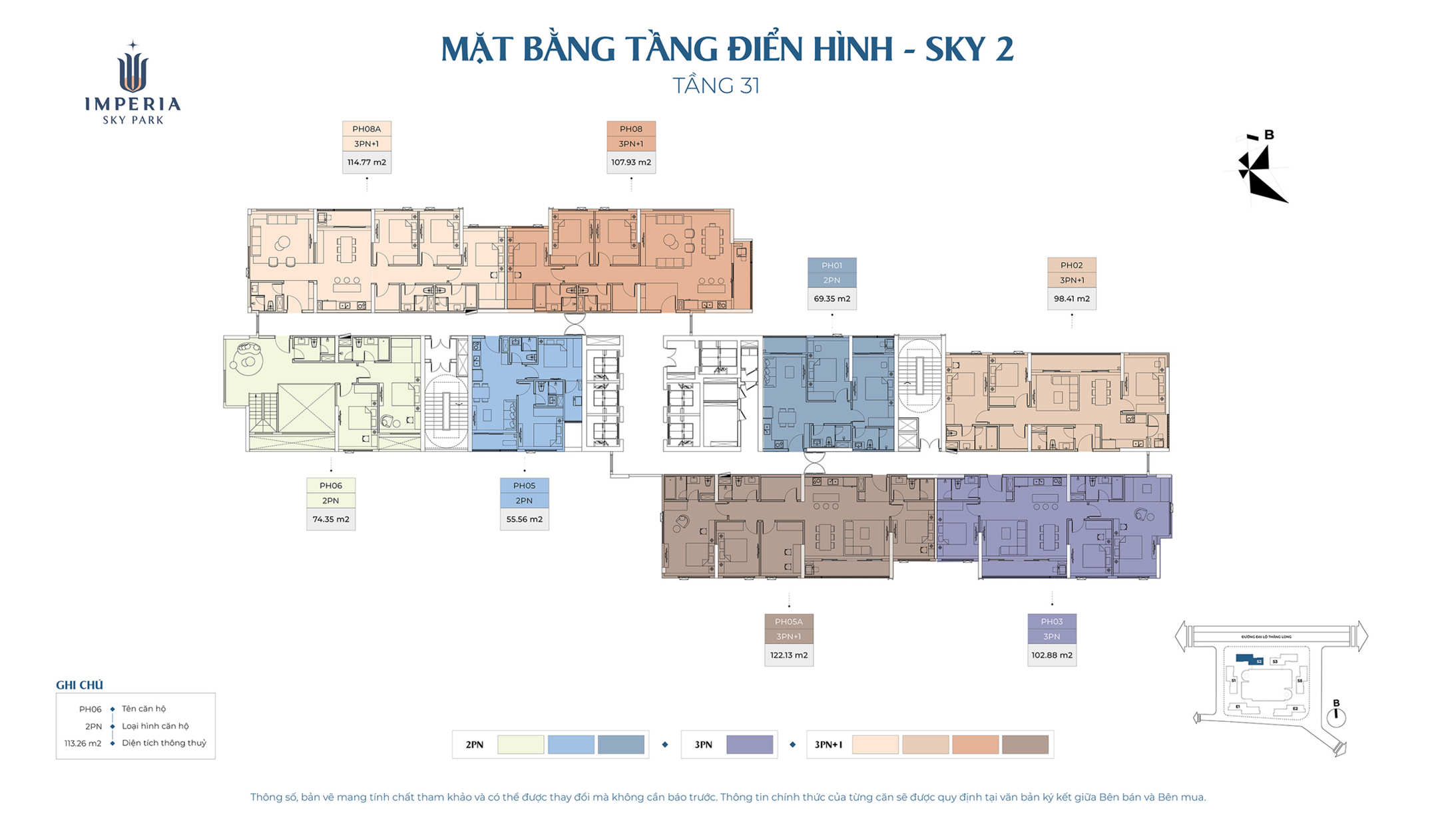 Mặt bằng Imperia Sky Park Tầng 31 Sky2