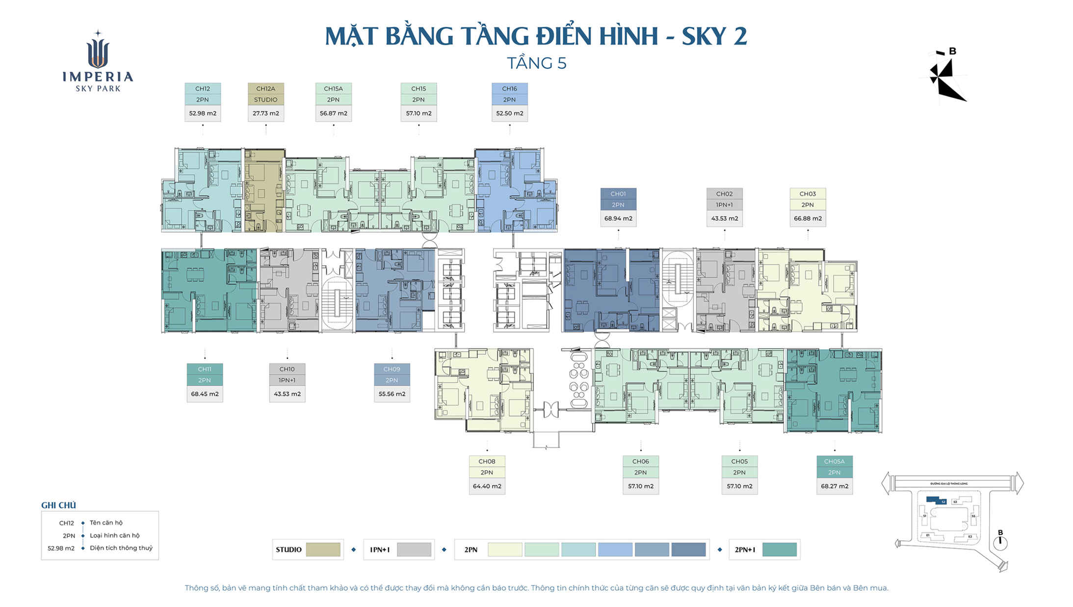 Mặt bằng Imperia Sky Park - Tòa Sky 2 tầng 6-12, 14-29