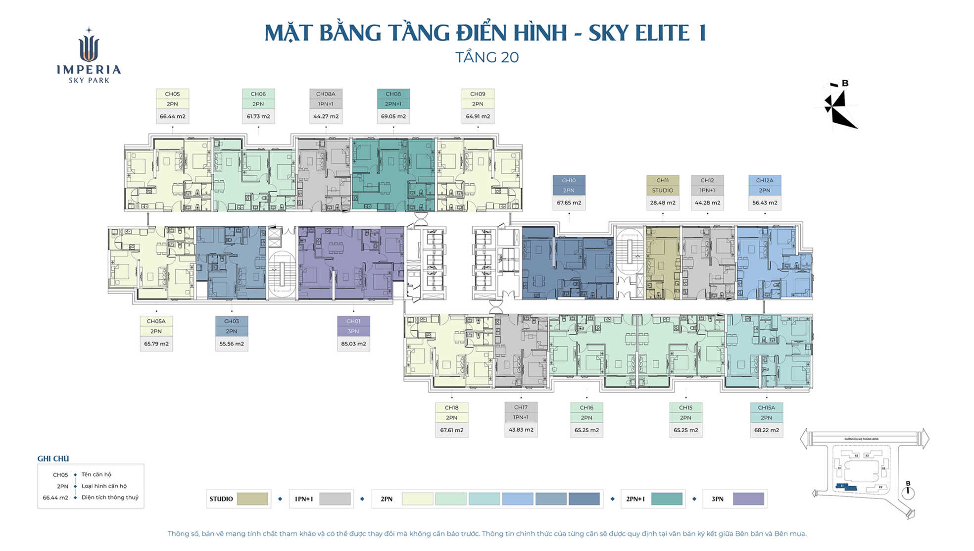 mặt bằng Tòa Elite 1 Imperia Sky Park
