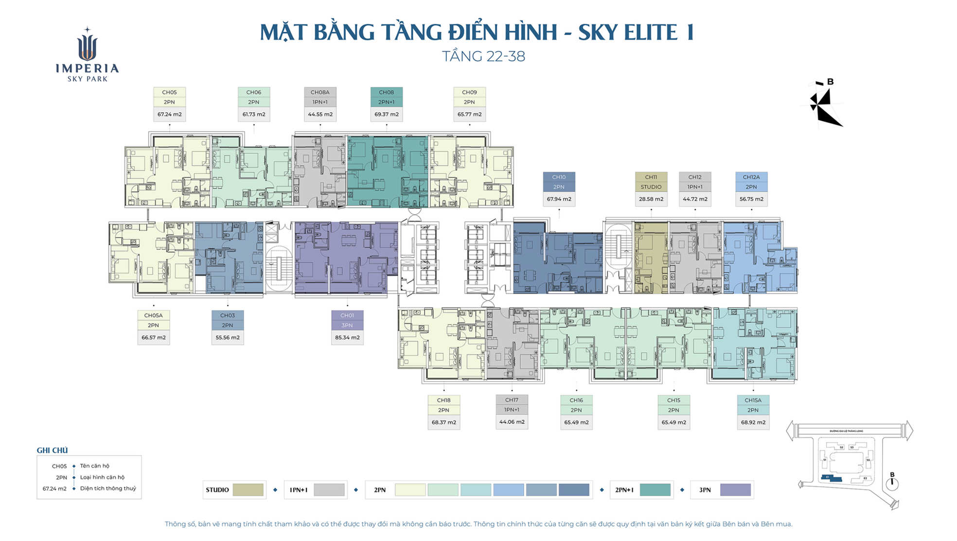 mặt bằng Tòa Elite 1 Imperia Sky Park