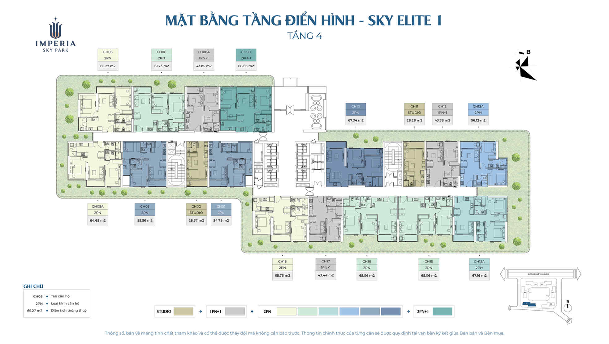 mặt bằng Tòa Elite 1 Imperia Sky Park