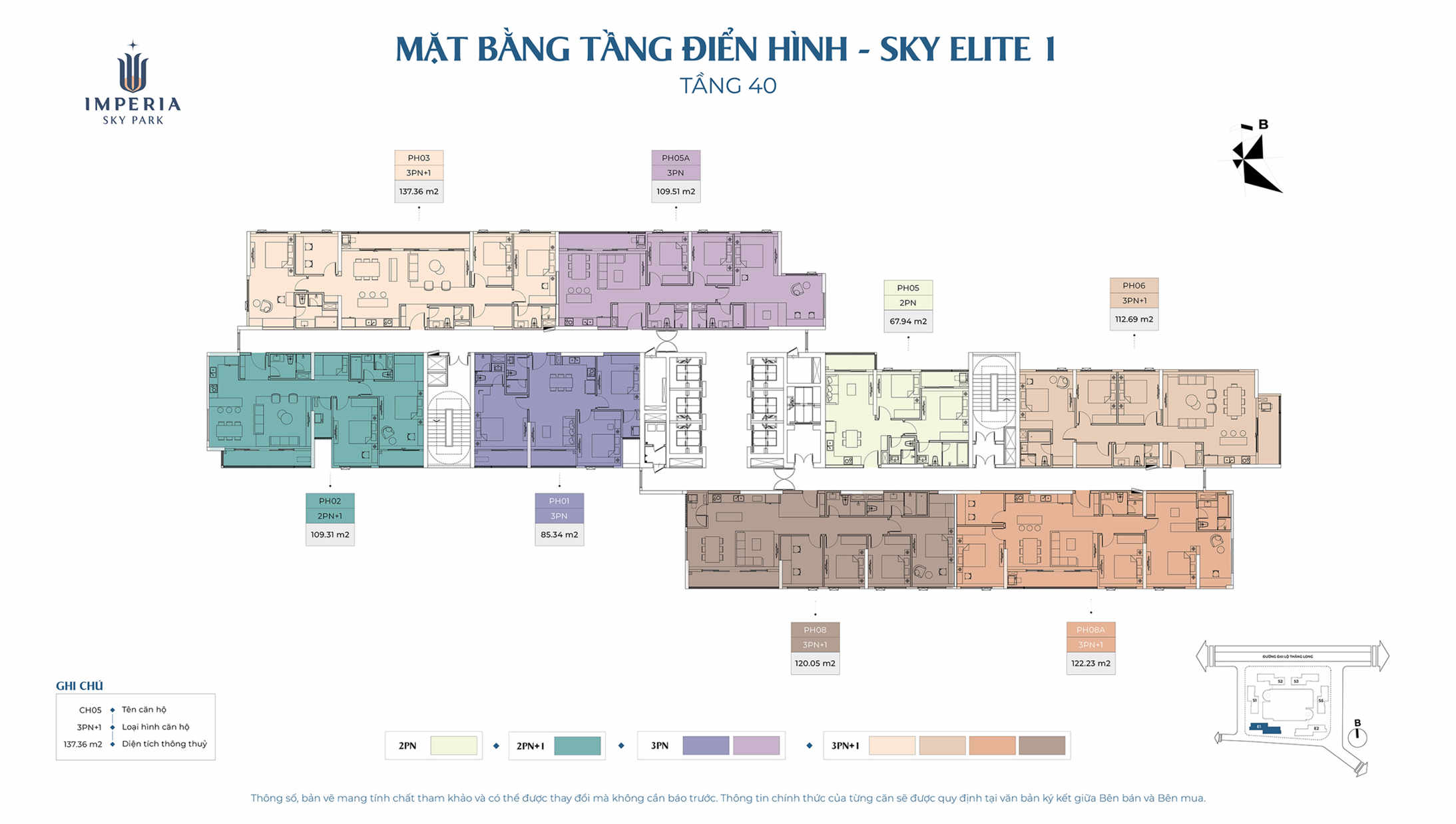 mặt bằng Tòa Elite 1 Imperia Sky Park