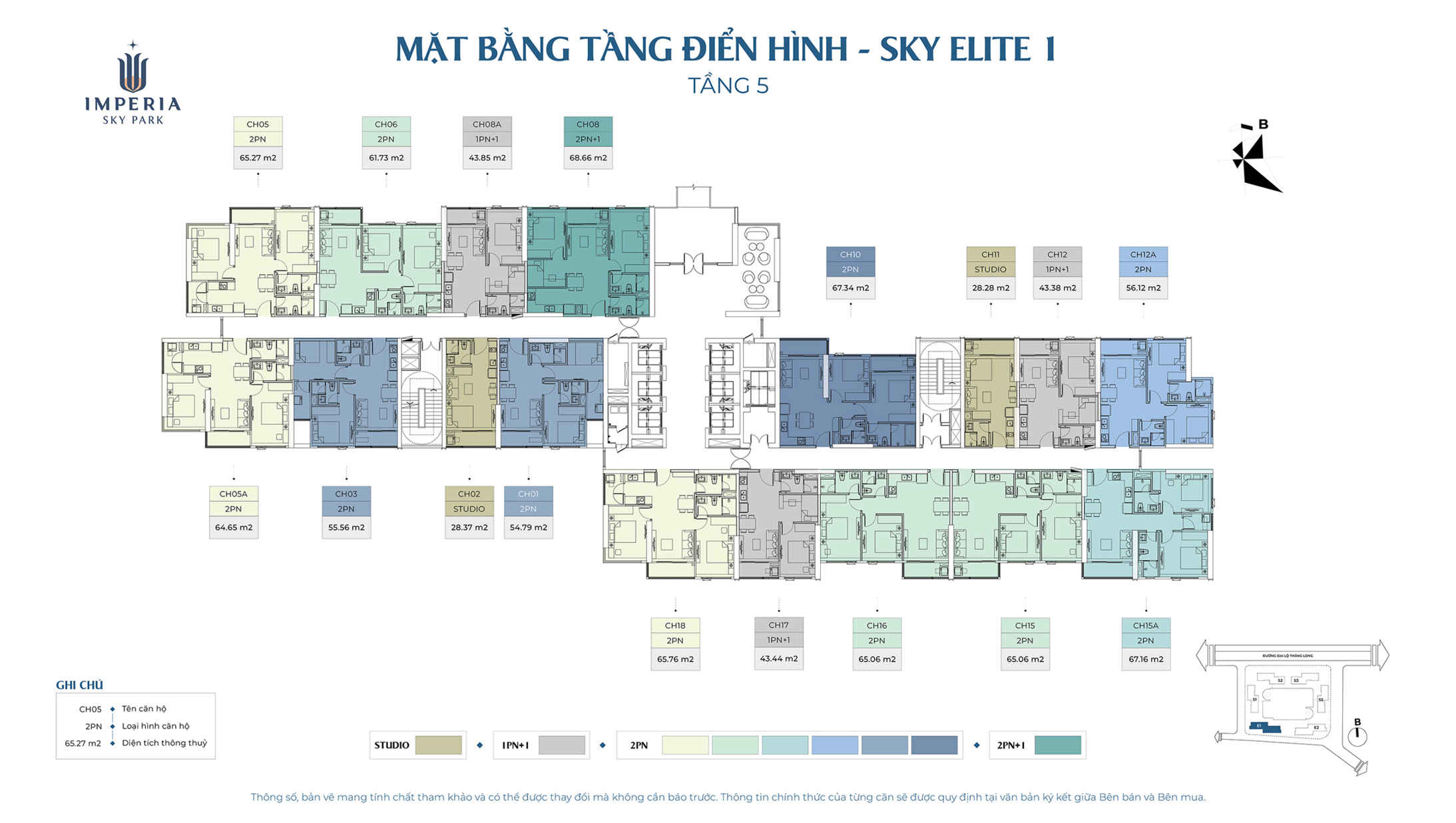 mặt bằng Tòa Elite 1 Imperia Sky Park
