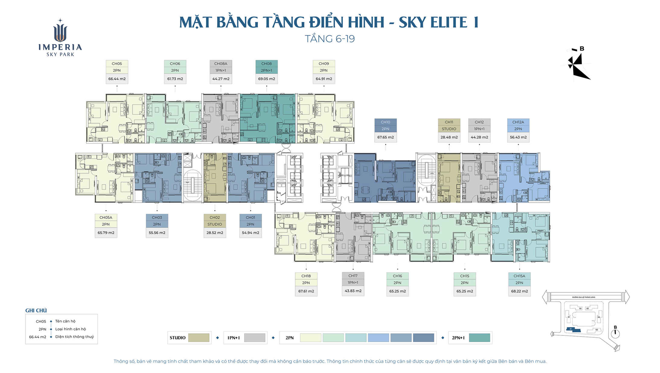 mặt bằng Tòa Elite 1 Imperia Sky Park