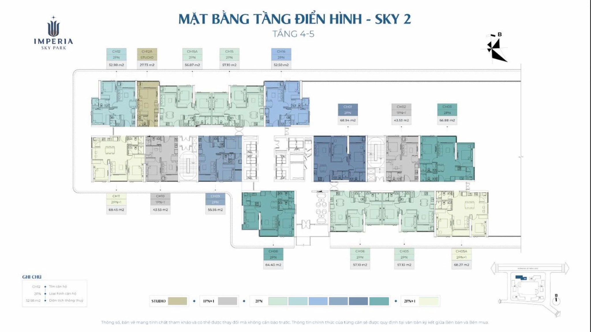 mặt bằng imperia sky park, tòa sky 2 tầng 4-5